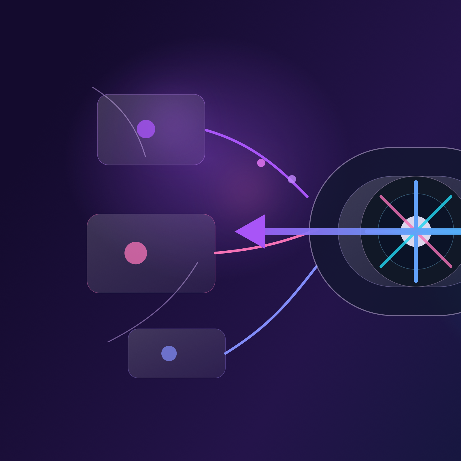Editorial diagram showing fragmented AI visibility signals converging into one governed publishing workflow