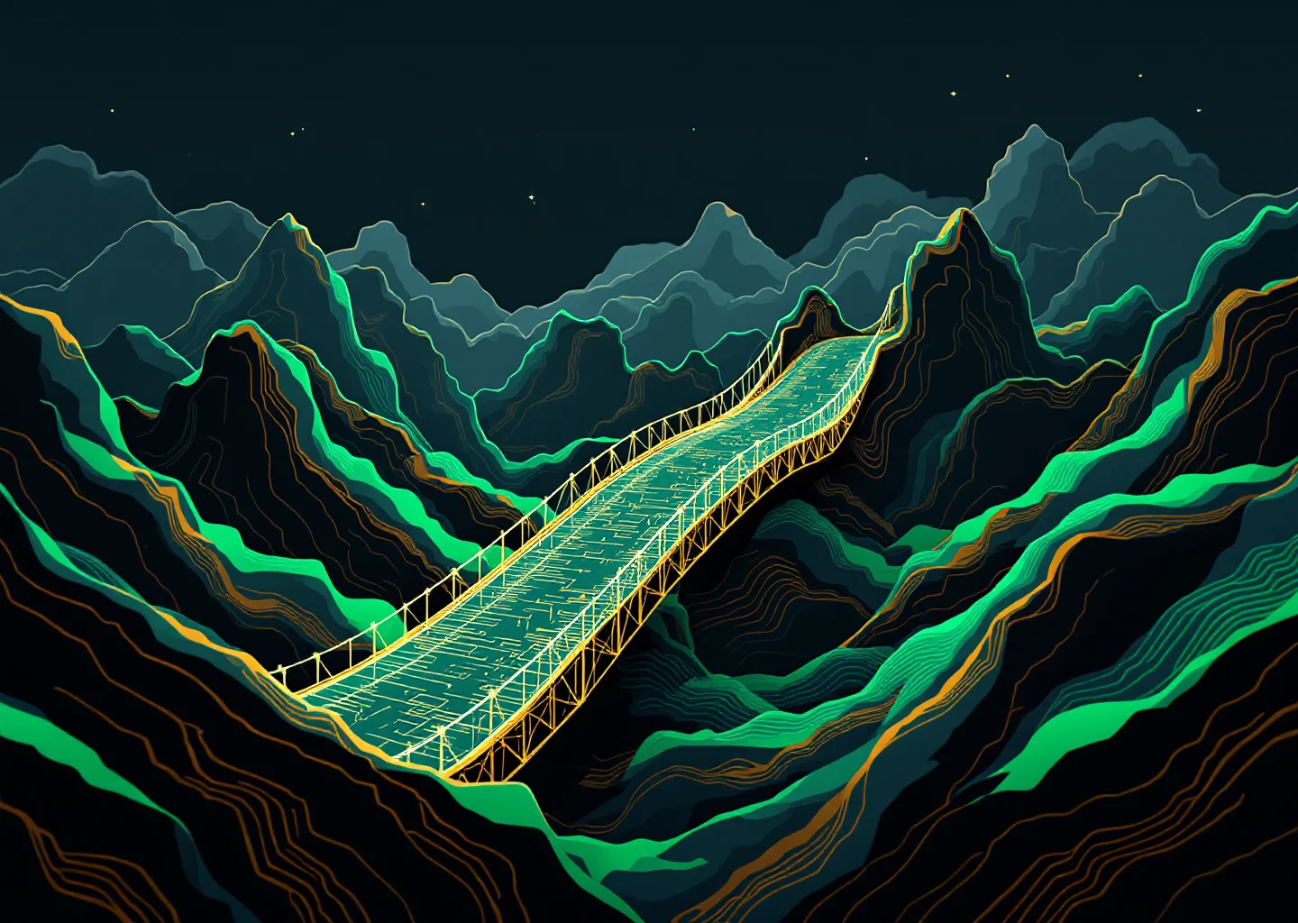 Bridge metaphor showing E-E-A-T signals flowing from Google's search quality framework into AI source selection criteria, with citation probability increasing as signals strengthen