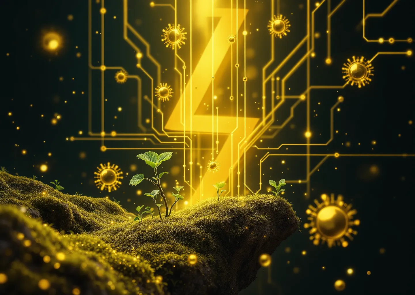 Surrealist landscape showing millions of luminous brand nodes connecting upward to a small cluster of towering central structures, representing the 50 citation gatekeeper websites that control AI brand visibility