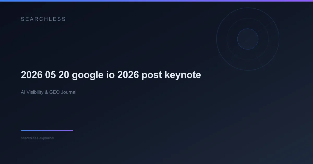 Google I/O 2026 Post-Keynote: The 5-Move GEO Action Plan Every Brand Needs This Week
