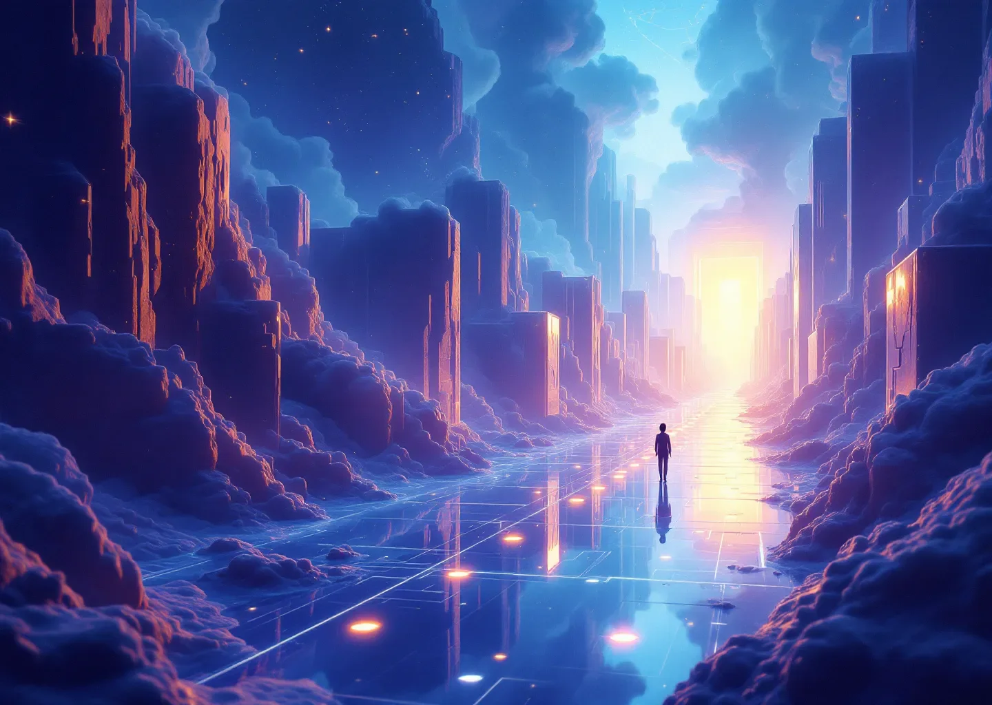 Conceptual illustration of a SaaS buyer journey transforming into an AI-driven shortlist architecture